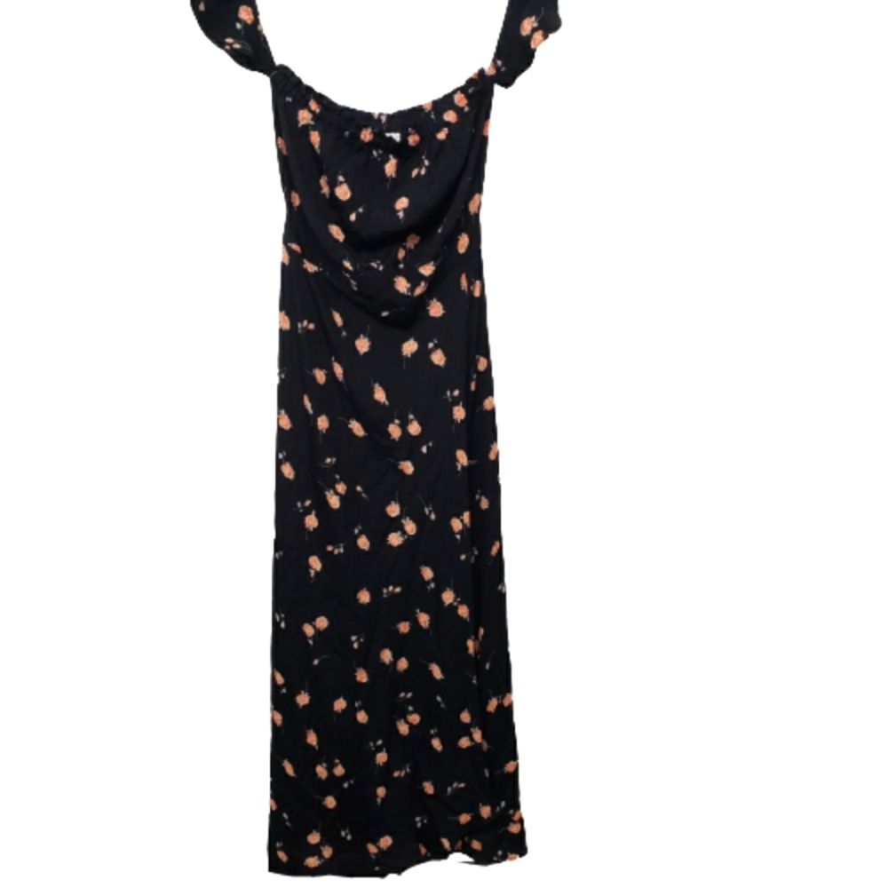 Flynn Skye Off the Shoulder Black Floral Maxi Dress Size S